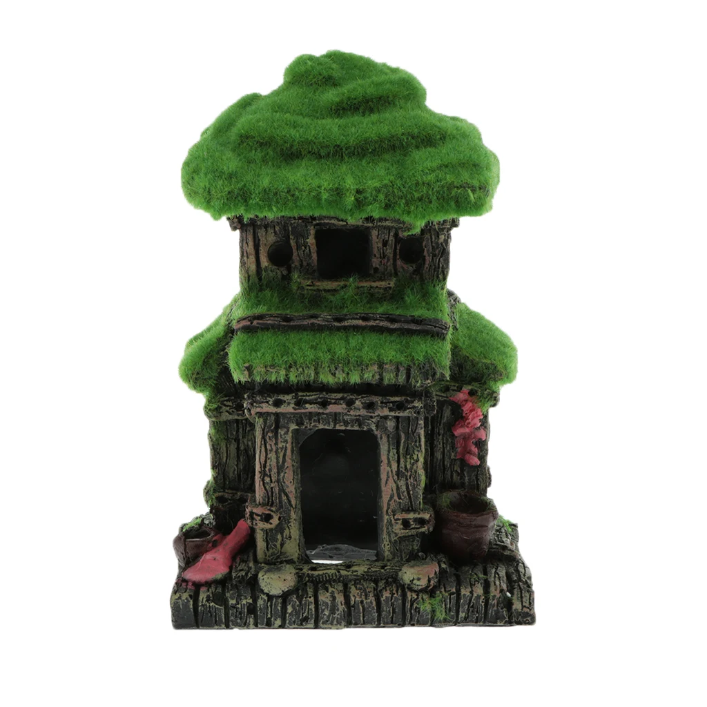 Fish Tank Ornament Aquarium Decorative Retro Chinese Building Reptile Hideaway