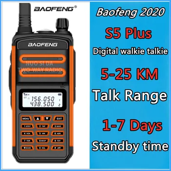 

Baofeng S5 Plus Walkie Talkie Car Cb Ham Radio Hf Transceiver Long Range 5-20km UHF : 400-520 Mhz VHF : 136-174 Mhz Battery IP55
