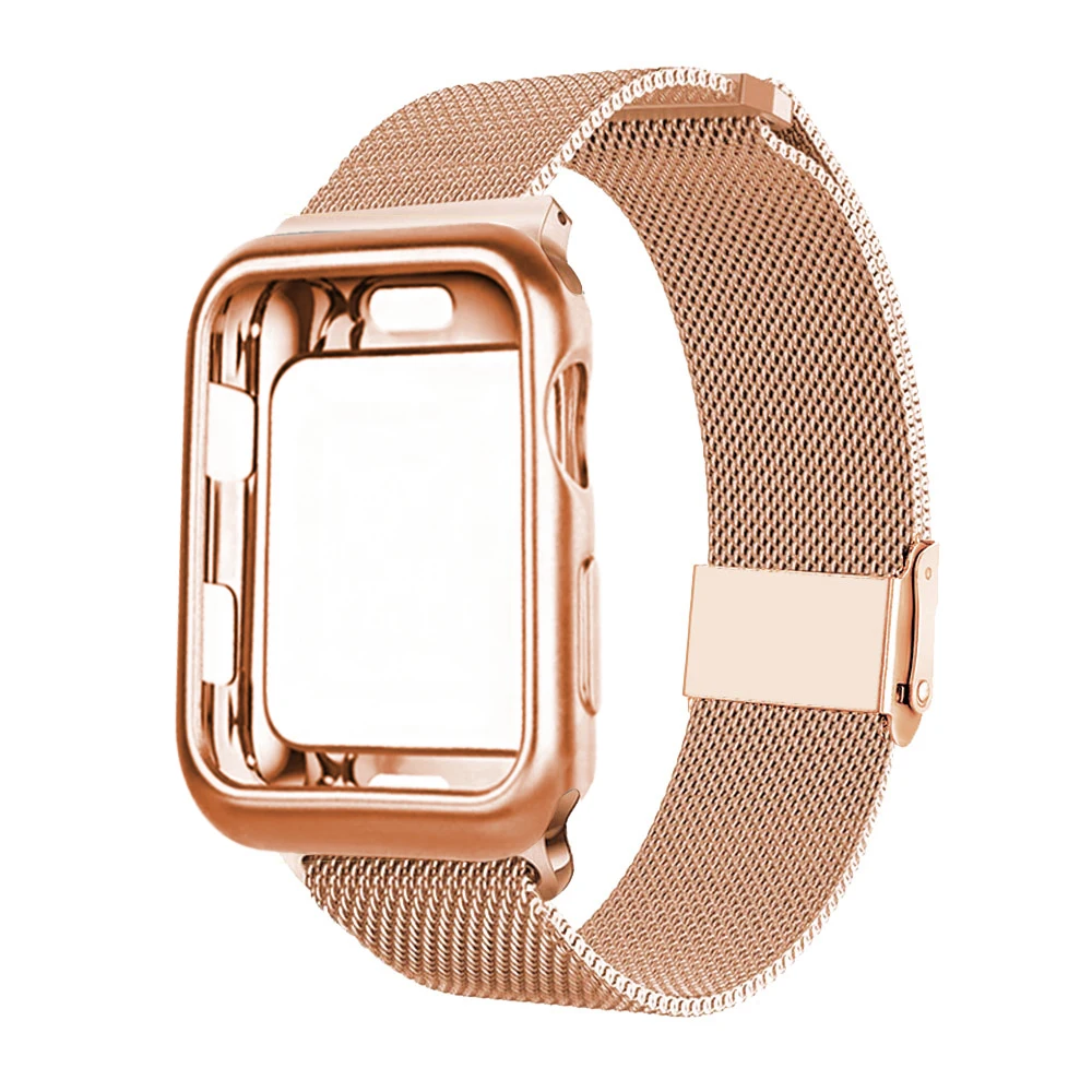 Миланская петля ремешок+ чехол магнитная пряжка для Apple watch 42 мм 38 мм 40 мм 44 мм браслет ремешок относится к iwatch серии 5 4 3 2 1
