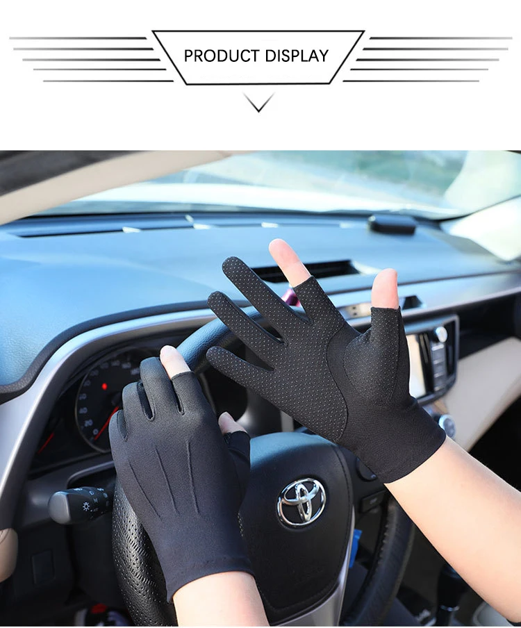 hardy gloves Summer Men Gloves Driving Cycling Touch Screen Non-Slip Outdoor Sports Sunscreen Breathable Ice Silk Women Thin Fingerless Glove mens suede gloves