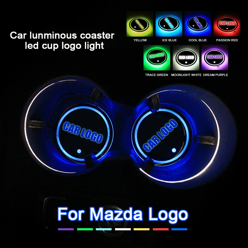 2 шт. Автомобильные светодиодные подставки под стаканы для Mazda logo светильник For cx5 3
