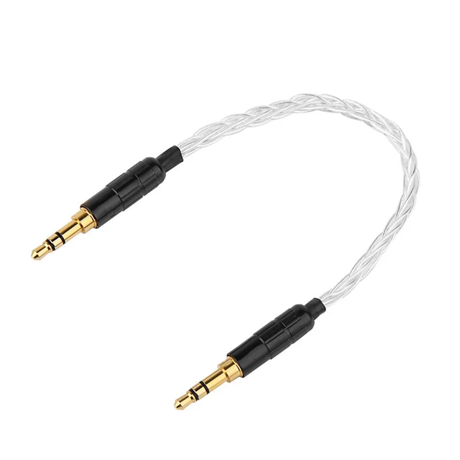 Jack 3 5 Aux Cable Audio Cable 3 5mm Speaker Wire Car Headphone 3 5 mm Male to Male Stereo Gold Plated Cord 20cm Black Silver