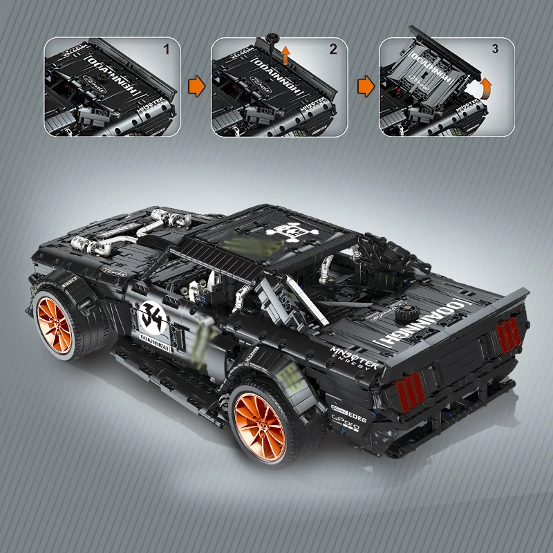 3168 шт RC Forded Mustanged строительный блок Technic пульт дистанционного управления гоночный