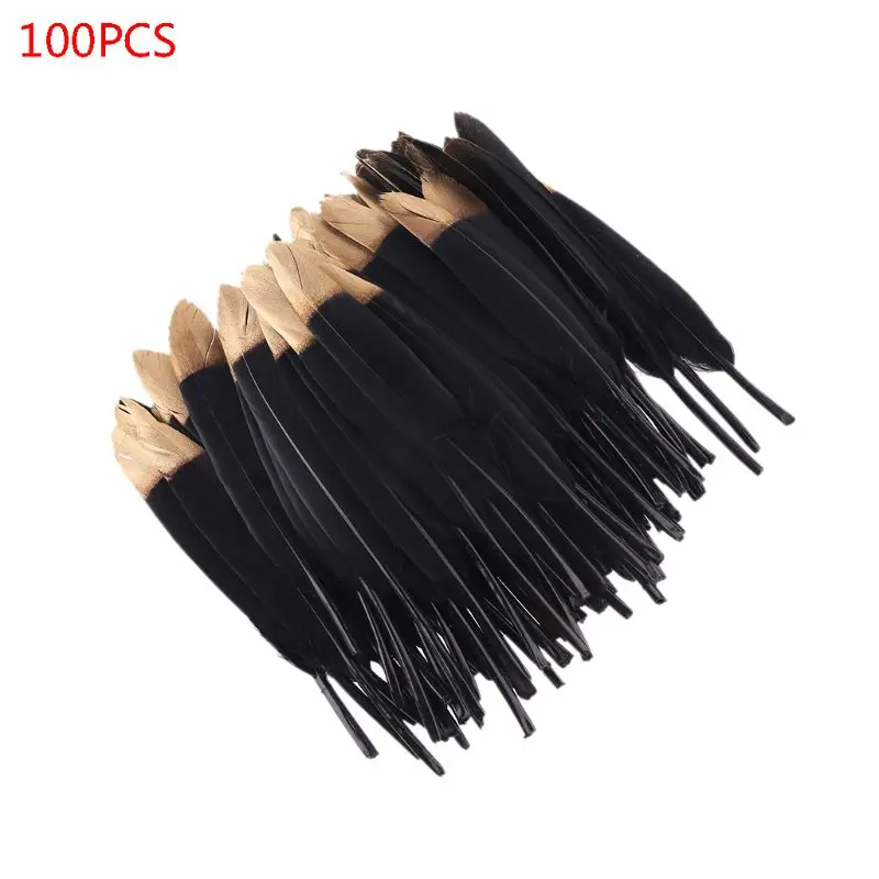 100pcs Goose Feathers for Art Craft Party Decoration Clothing Accessories DIY - Цвет: BK