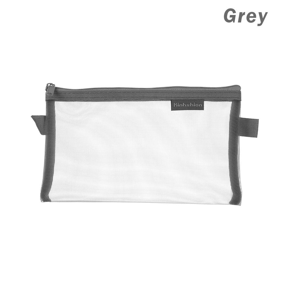 grey 2 Простая прозрачная Сетчатая Сумка для документов, прозрачные канцелярские принадлежности на молнии, нейлоновая сумка, чехол для карандашей, офисные, школьные принадлежности - Цвет: grey 2