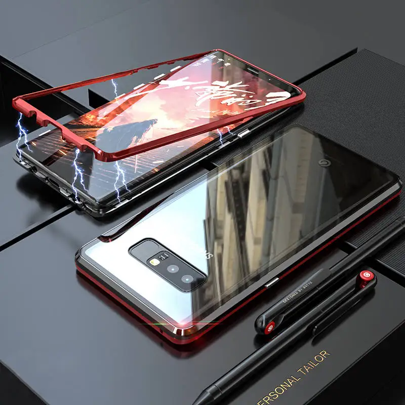Магнитный чехол для etui, чехол для samsung Galaxy S10 Plus S10E Note 9 8 S9 S8 Plus Note8 Note9, задняя крышка для samsung S10 E, чехол S10Plus - Цвет: Black Red