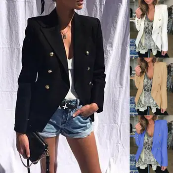 

Women Collar Blazer Suit Thin Jacket Ladies Formal Coat Cardigan Women's Blazer Jacket Plus Size S-2XL