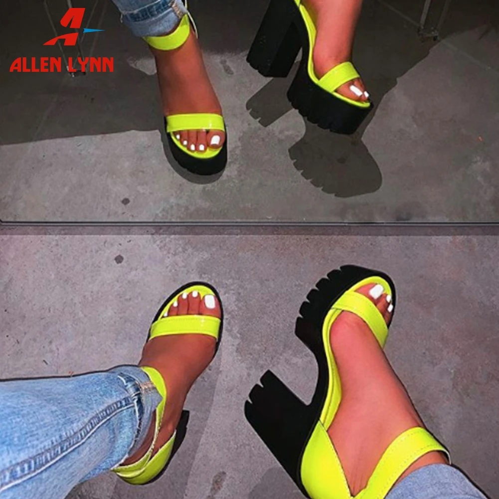 

ALLENLYNN 37-41 New INS Hot Lady Platform Shoes Woman Fashion Ankle Strap Party Office Sandals High Chunky Heels Sandals Women