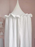 100% Premium Muslin Cotton Hanging Canopy with Frills Bed Baldachin for Kids Room 2
