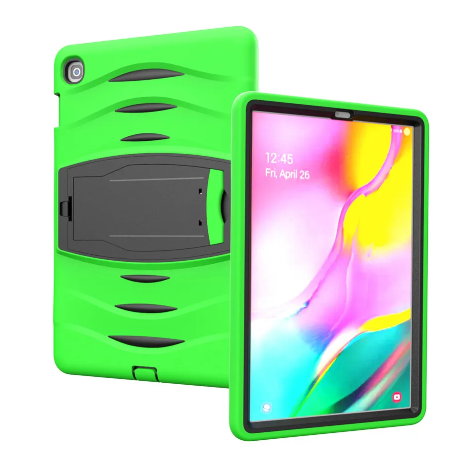 Зеленый Чехол для Samsung Galaxy Tab S5e 10,5 SM-T720 T725 Чехлы для планшетов противоударный Heavy Duty кремния PC подставка Стенд кожаный чехол Funda+ gfit - Цвет: Зеленый