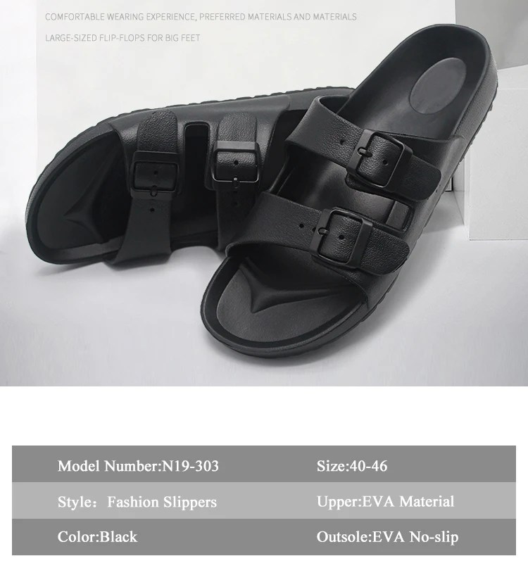 FZNYL Fashion Summer Outdoor Men Sandals Non-Slip Flip Flops Flat Casual Shoes Male Slippers Black Sandal Large Size 40-46