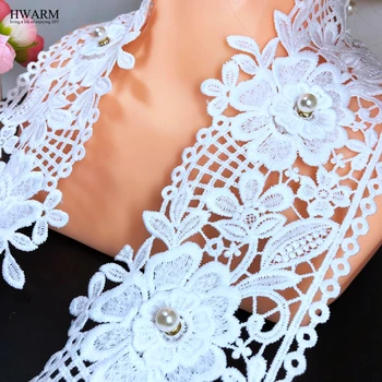 

3D lace bead rhinestone african lace fabric ribbon 5yard 9.3cm High Quality arts craft sewing trim DIY wedding dress accessories