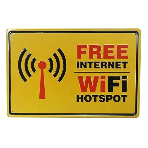 

Free Internet WiFi Hotspot Rustic Embossed Metal Sign Retro Wall Home Bar Pub Vintage Cafe Decor, 8x12 Inch