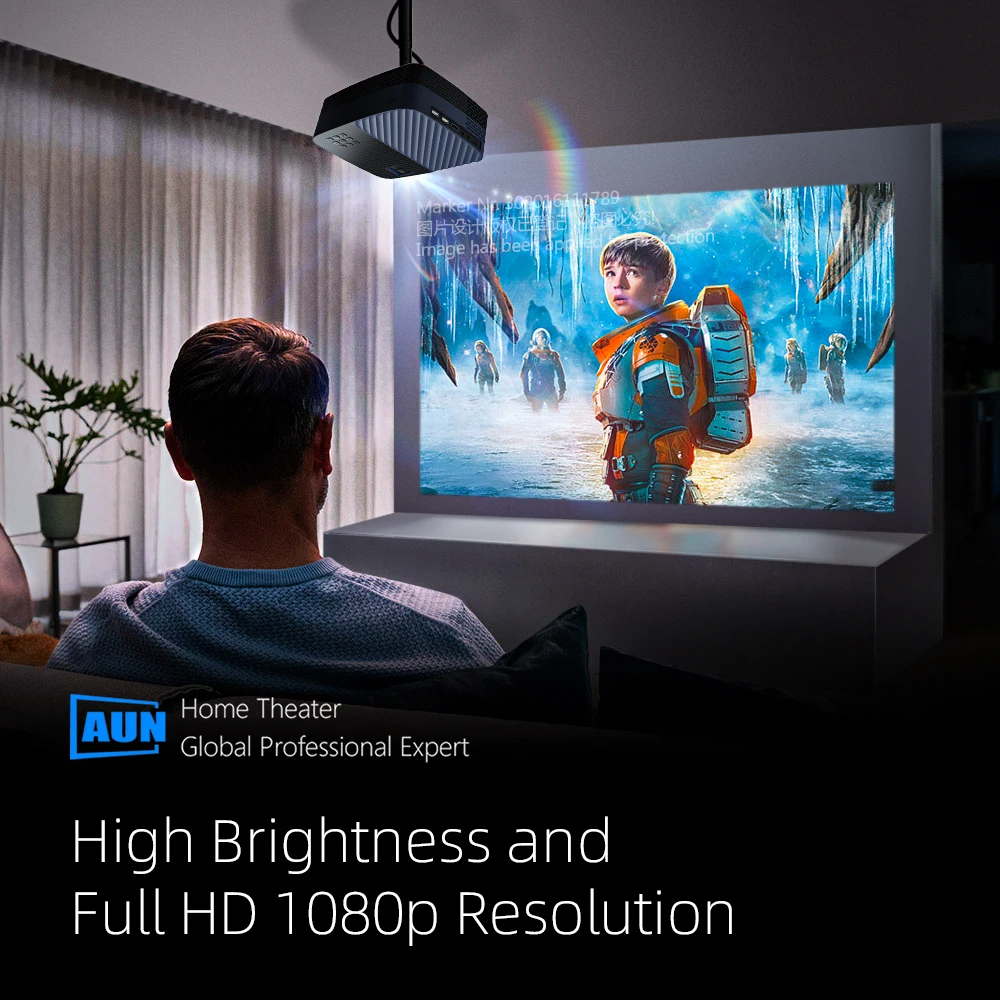 2022 AUN mini proyector LED para cine en casa modelo Z5S Full HD 1080P Android 9 Smart TV proyectores de cine en casa dispositivo de proyección portátil 4k - Imagen 2