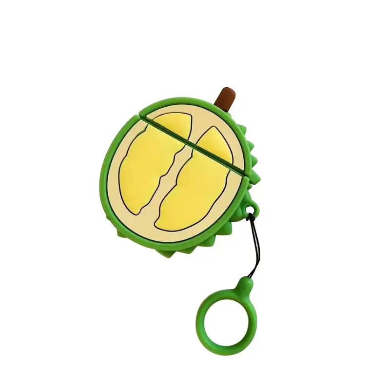 

Unique Unique Durian Fruit Pattern Protective Case Shockproof Soft Silicone Cover Skin Protector with Lanyard for Airpods 1/2
