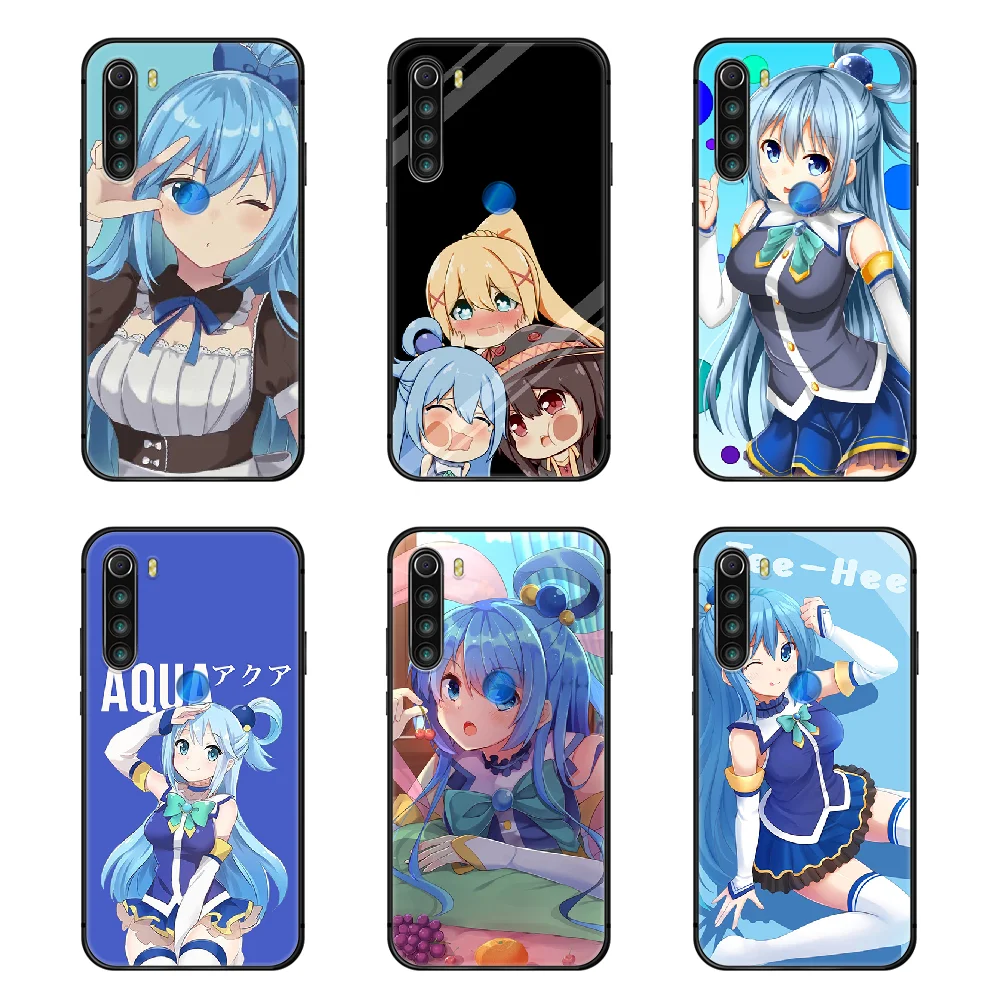 Милый чехол для телефона с аниме Konosuba Aqua Корпус Корпуса XIAOMI Redmi 7a 8a S2 K20 NOTE 5 5a 6 7 8 8t 9