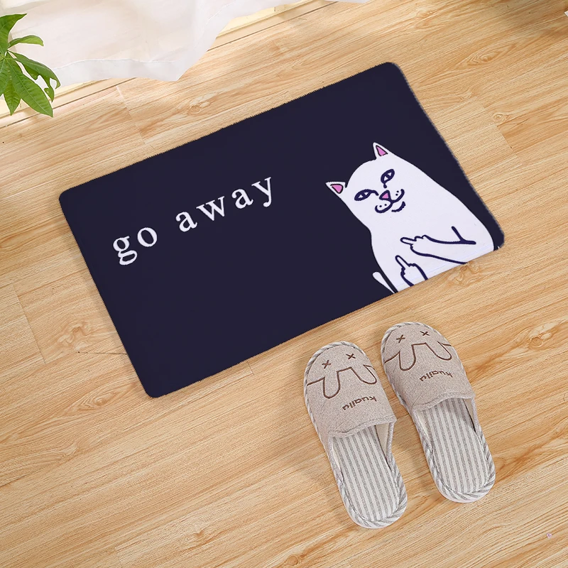 

Cartoon Animal Cat Go Away Printing Doormat Home Decoration Non-slip Floor Mat Cat Door Mat Tapis De Bain Felpudo