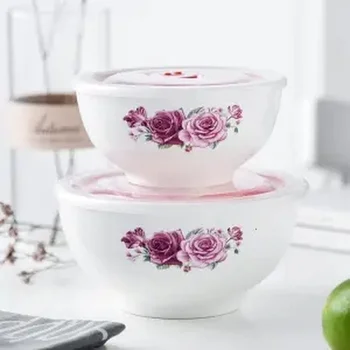 

Ceramic Lunch Box Fresh Bowl with Sealed Lid Refrigerator Storage Box Office Students Instant Noodle Bowl Microwave Oven