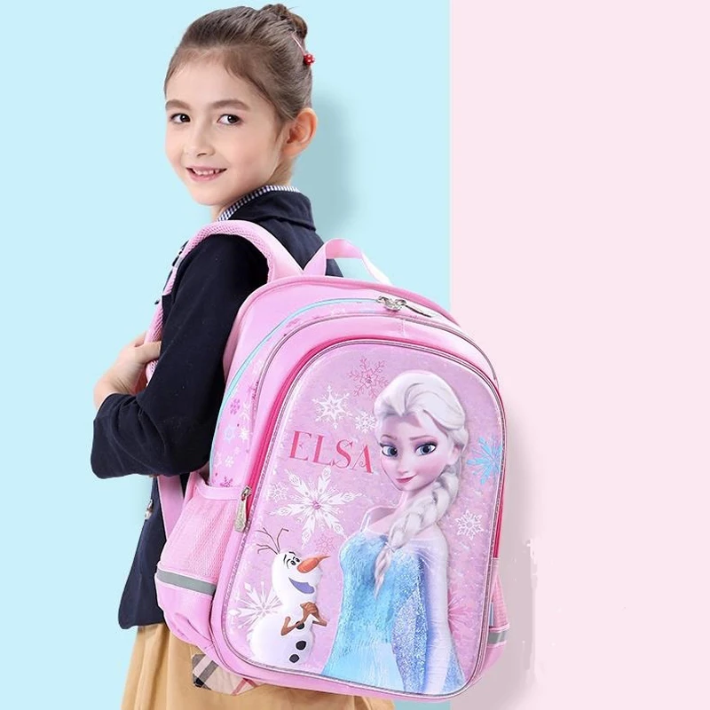 

1pc Disney frozen backpack 3D Elsa Snow Queen cartoon big size waterproof bag Breathable primary junior high schoolbag girl gift