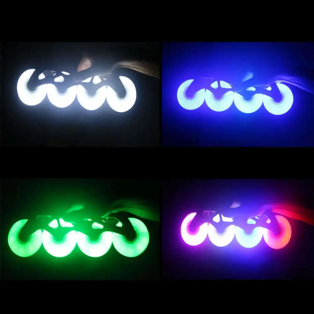 

2pcs Outdoor LED Light Inline Sliding Flash PU Roller Wheels 80mm Inline Skating Flashing Wheel Rollerblade Durable
