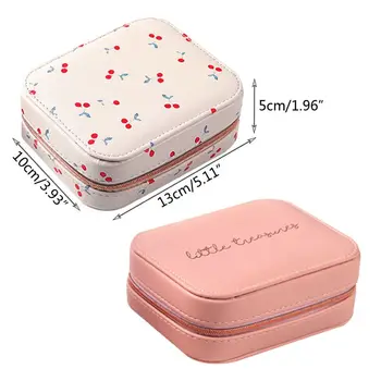 

Simple Printed PU Jewelry Display Box Creative Portable Earrings Ring Bracelet Necklace Storage Organizer