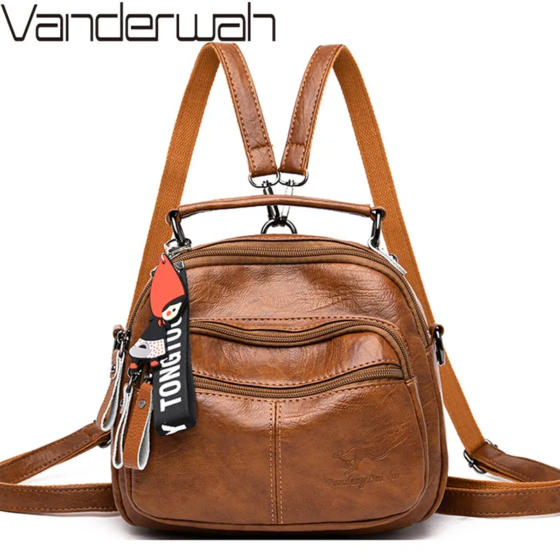 

Mini Backpack Female Vintage Soft Leather Shoulder Bag Designer Multifunction Small Bagpack Fashion Hand Bag For Girls Sac a Dos