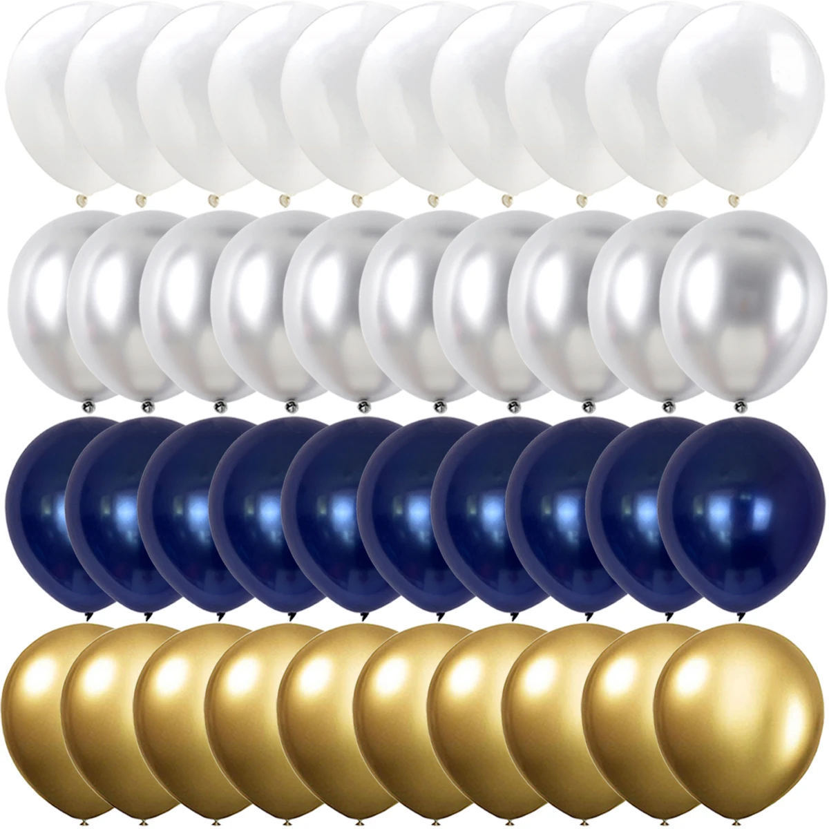 40/14PCS 진한 파란색 골드 실버 금속 라텍스 색종이 풍선 생일 웨딩 BabyShower 장식 새해 글로브