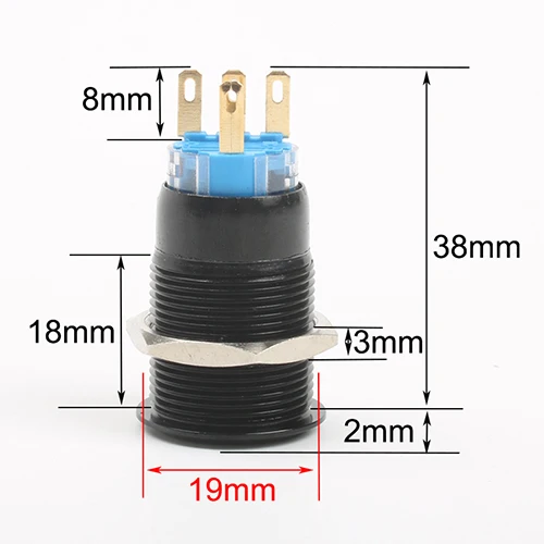 Черный корпус из оксида алюминия 3 в 5 В 12 24 220 19 мм светодиодный светильник