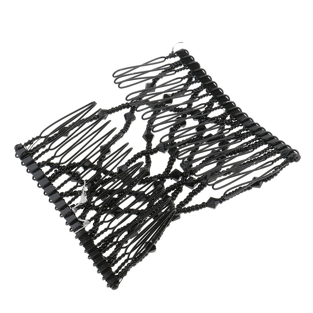 LightweightMagic Hair Decoration Combs Black Beaded Stretchy Hairpin Bow Lightweight Double Combs