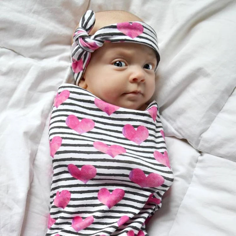 Спальные мешки для новорожденных, безопасный и удобный спальный мешок с принтом, Детская повязка для волос, аксессуары для постельного белья