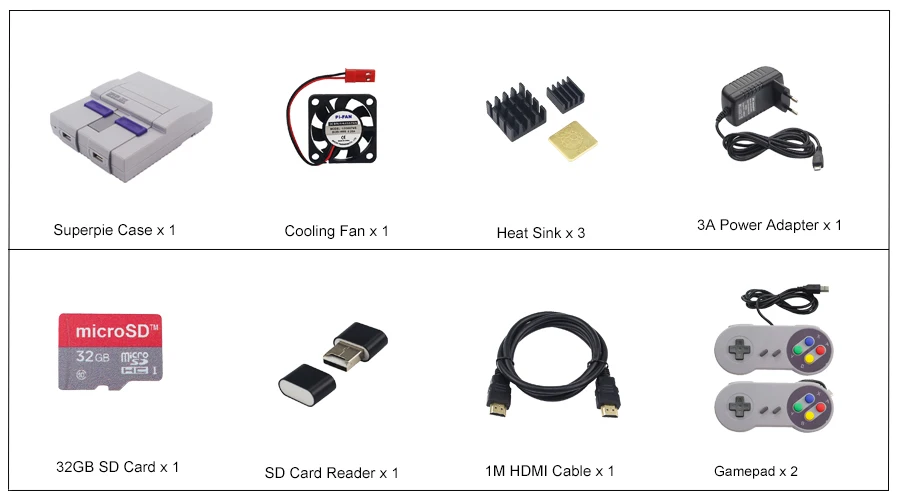 Чехол Retroflag SUPERPi функциональная кнопка питания безопасное выключение Raspberry Pi 3 Mole B+(B Plus)+ sd-карта 32GB+ адаптер питания 3A