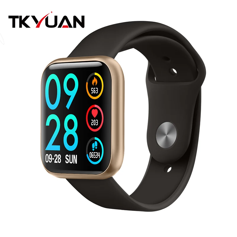 TKYUAN P80 smart watch women IP68 waterproof full touch screen smartwatch heart rate monitor bracelet Fitness Tracker - Color: gold  Silica gel
