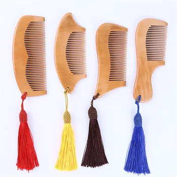 

New Natural Peach Wood Comb Close Teeth Anti-static Head Massage Hair Care Wooden Tools Accessories
