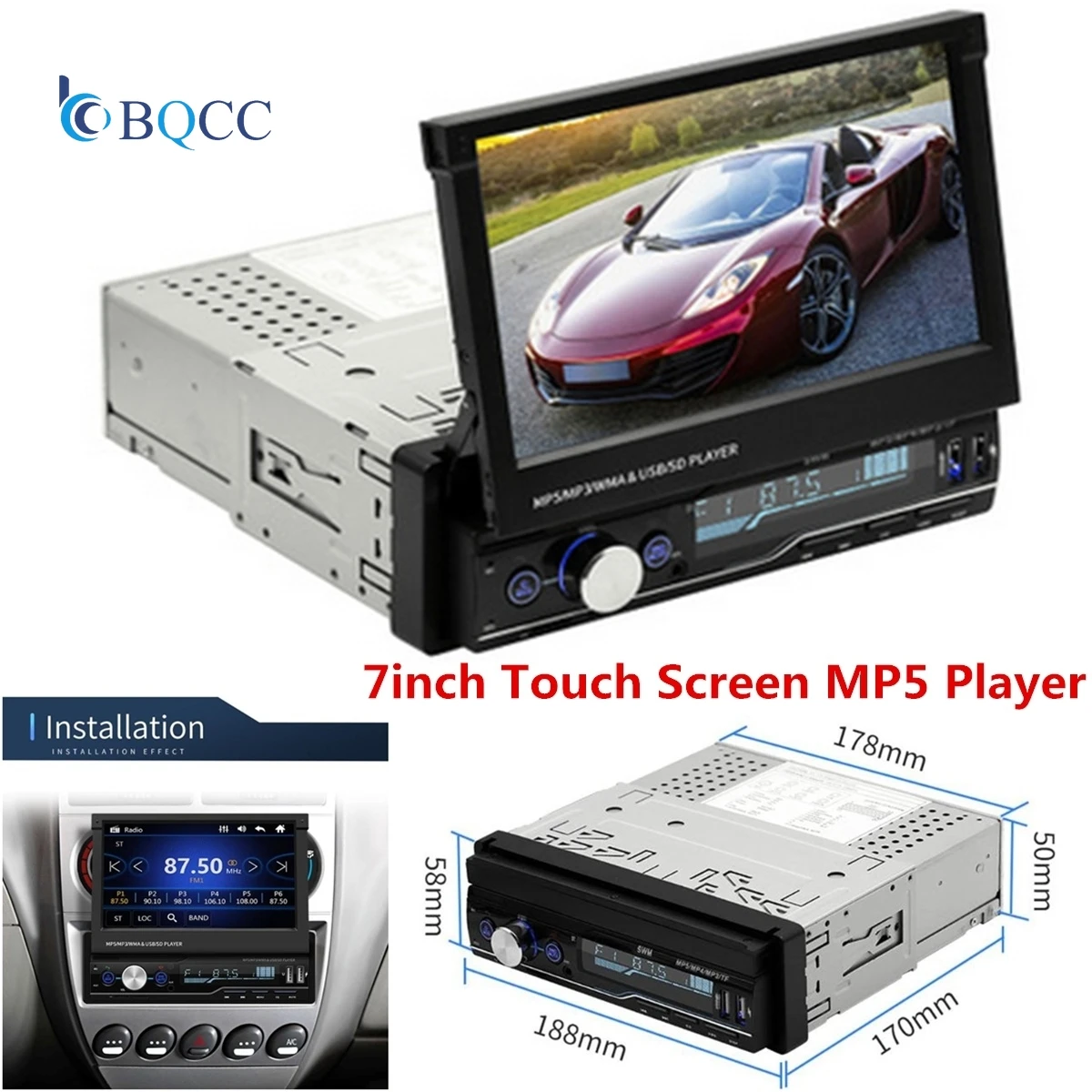 7inch HD Touch Screen Car Stereo MP5 Player RDS FM AM Radio Bluetooth USB AUX Head Unit With Steering Wheel Learning Function | Автомобили
