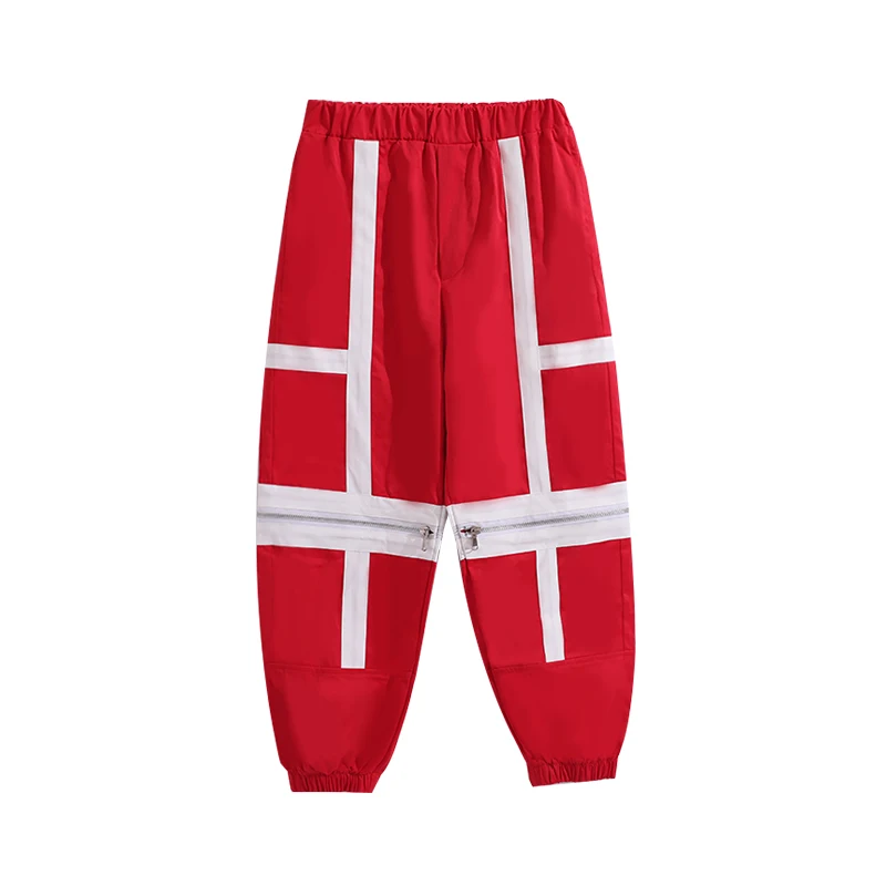 Pants Детские костюмы для джазовых танцев для девочек; Комплект для уличных танцев; одежда в стиле хип-хоп; Красная кожаная куртка; брюки в стиле хип-хоп; одежда для рейв; SL2008 - Цвет: Pants