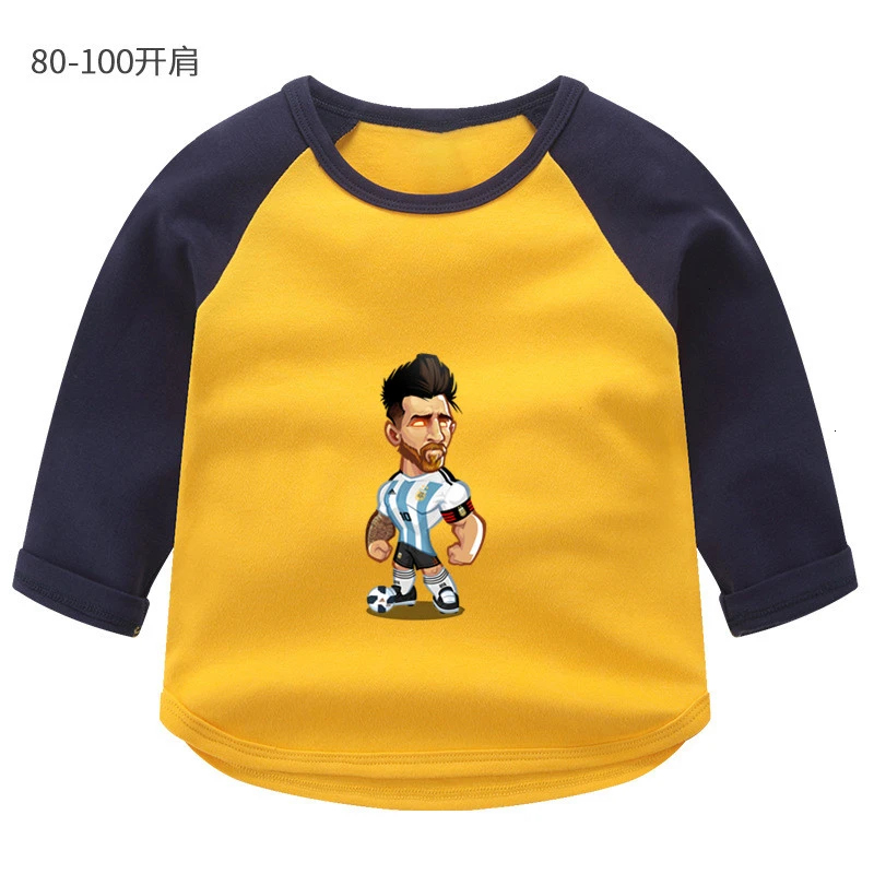 wholesale football MESSI 10 Summer O-Neck PRINT Tops Boys Girls splice color Long sleeve Children Cartoon T shirt Baby
