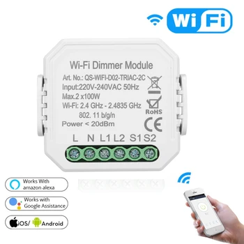 

2 Gang DIY WiFi Smart 2 Way Light LED Dimmer Module Switch Smart Life/Tuya APP Remote Control Work with Google Home