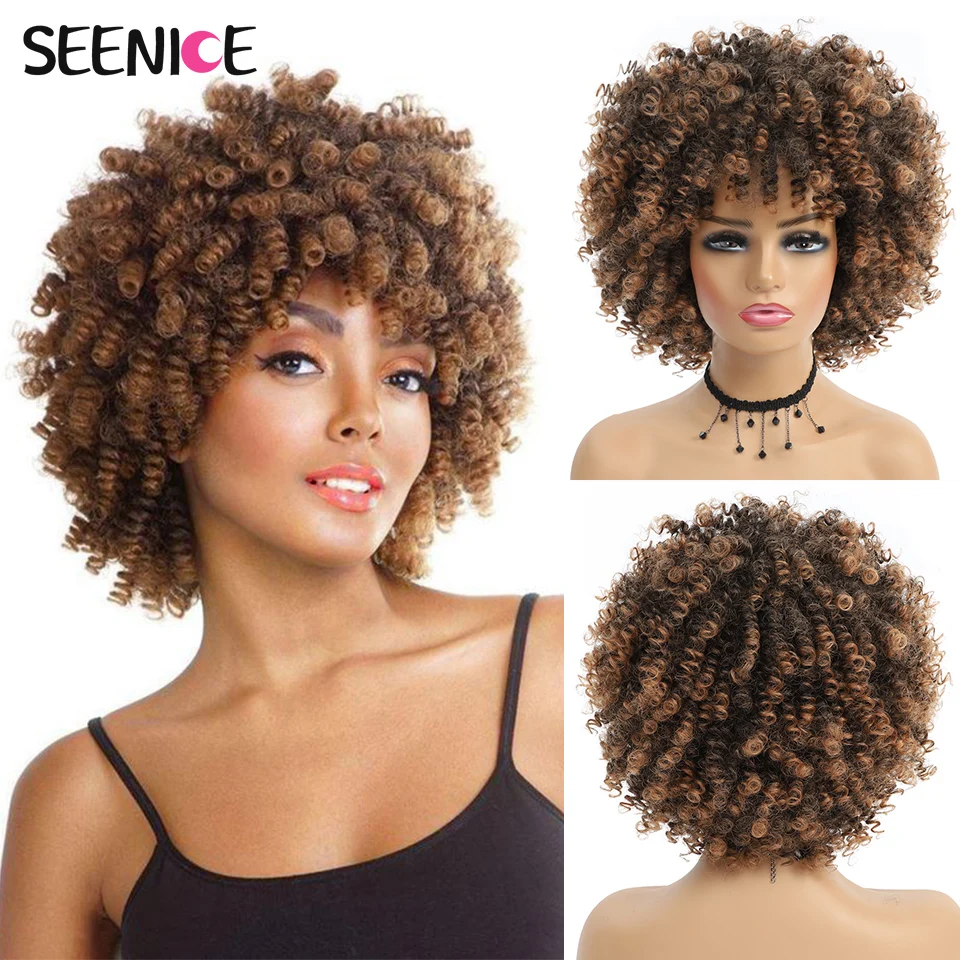 Afro Kinky Curly Hair Synthetic Wig | Curly Wigs African Americans - Short Hair  Afro - Aliexpress