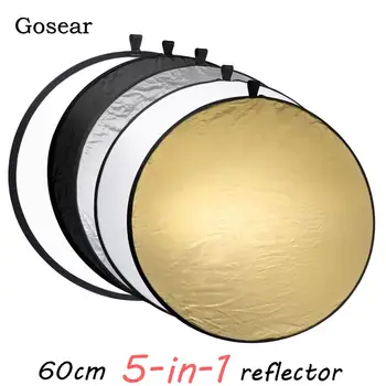 Gosear 60cm Portable Collapsible Round Camera Lighting equipment Photo Disc Reflector Diffuser Kit Carrying Case Photography