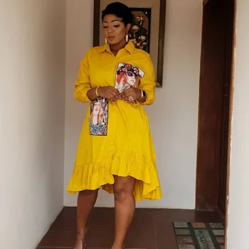 

New Fashion Beading Super Size African Shirt Irregular Dresses for Women Clothing Dashiki Print Casaul Elegant Africa Clothes