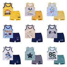 Summer Children's Vest Set Pure Cotton Baby Sleeveless Vest 2-piece Clothes Boy's Clothing Set Baby Toddler Clothing For Boy