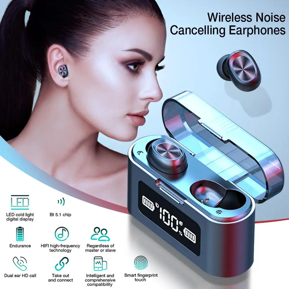 TWS Bluetooth 5 1 наушники беспроводные с наушниками зарядная коробка 9D стерео