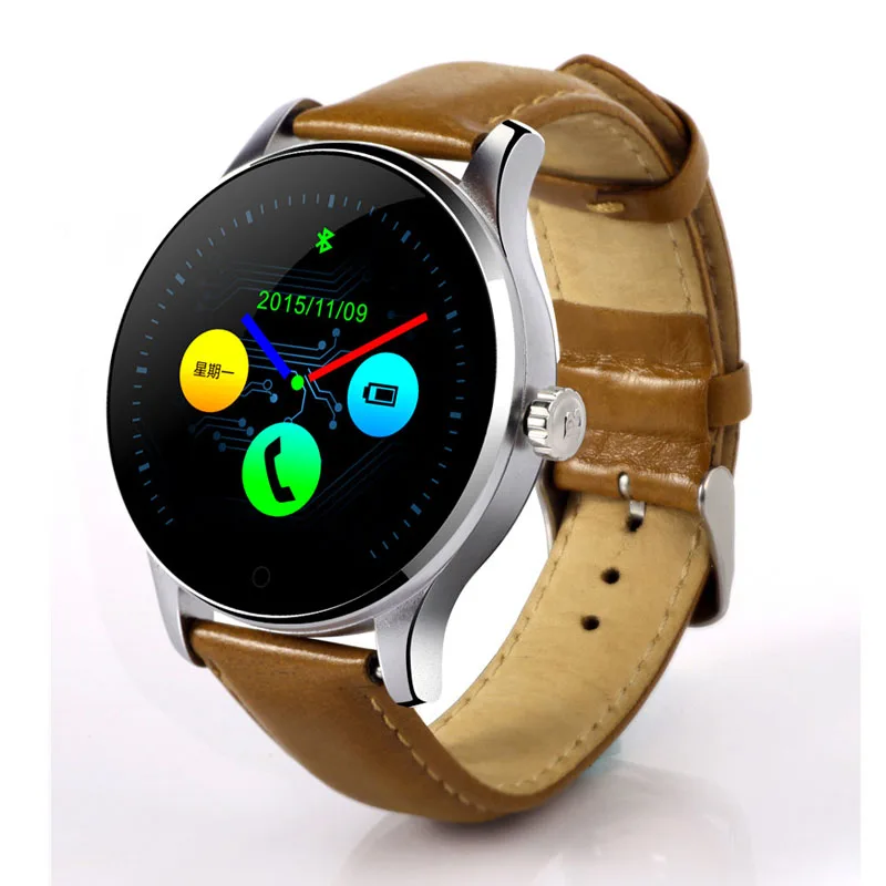 leather strap brown K88H Bluetooth Смарт-часы для женщин и мужчин, монитор сердечного ритма, шагомер, спортивные Смарт-часы, водонепроницаемые для Iphone Andriod IOS - Цвет: leather strap brown