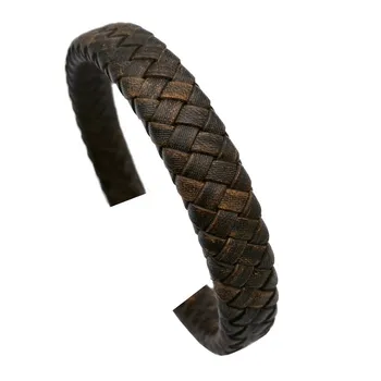 

Aaazee 1 Yard 12x6mm Braided Leather Strap Woven Folded Leather Strip Weathered Brown