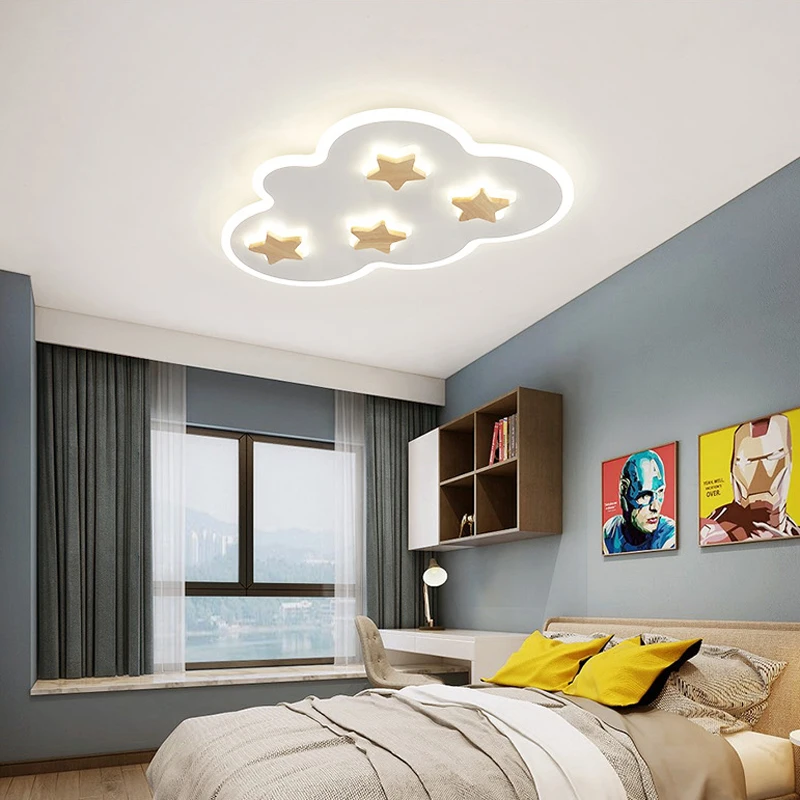 Children's room lamp cloud stars led ceiling lamp Warm girl boy room bedroom lamp modern cartoon ceiling lamp