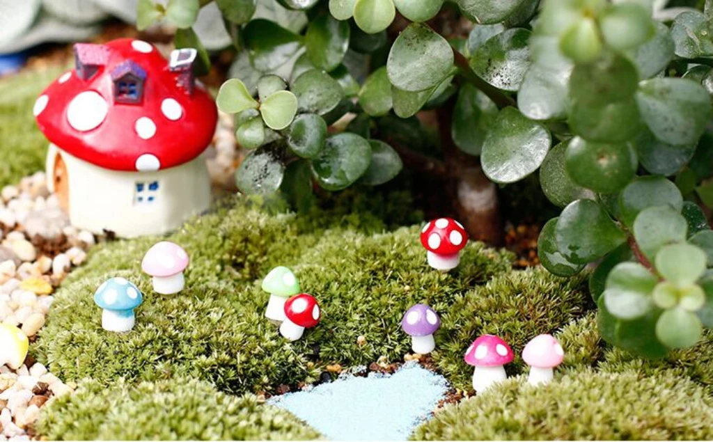 Cute Miniature Dollhouse Bonsai Fairy Garden Landscape Mushroom Figurine Home Garden Pot Decor Pack of 20