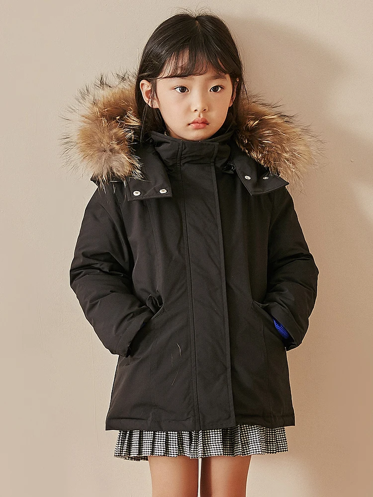 SUMCICO/осенне-зимнее детское пуховое пальто куртка с воротником из меха енота парка для маленьких мальчиков