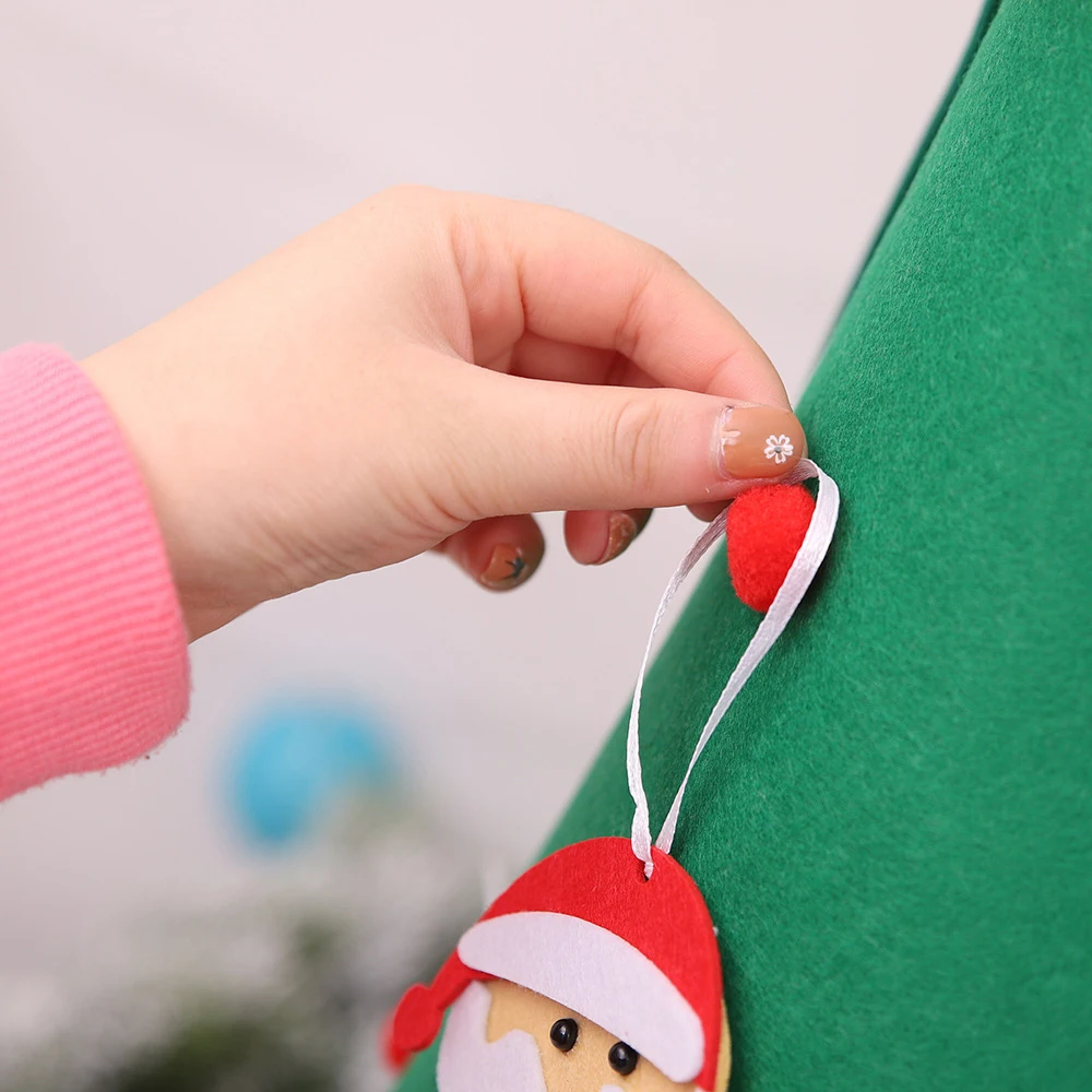 DIY войлочная Рождественская елка, новогодние подарки, детские игрушки, искусственное дерево, детская Рождественская вечеринка, двери, Настенные подвесные украшения для дома