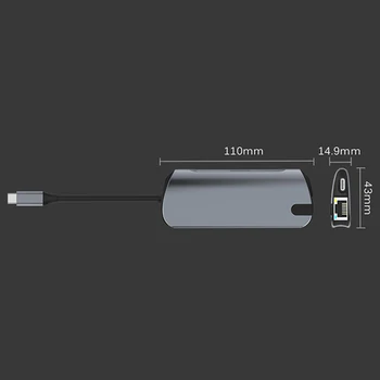 

USBC to Rj45 HDMI USB 3.0 Type C Charing Port 8 In 1 Hub Gigabit Ethernet Lan 4K for Mac book Pro Thunderbolt 3 USB-C Charger