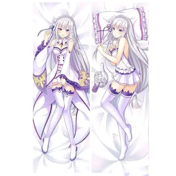 

3D Double-sided Japanese Decorative Anime Re:Zero Emilia Throw Otaku Dakimakura Gift Bedding Hugging Body Pillow Case 150x50 CM